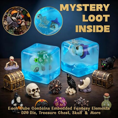 Gelatinous Cube Fidget Toy with Hidden Dice & Fantasy Loot | Soft Slow-Rise Gel, Stress Relief & Focus, Desk Toy & Game Prop, Collectible Display, Gift for RPG Fans in Saudi Arabia