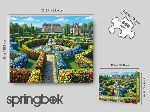 أحجية الصور المقطوعة 500 قطعة من Springbok The English Garden للبالغين - أحجية المناظر الطبيعية لحديقة المنزل - يتضمن الملصق الآن - قطع مقطوعة فريدة - صنع في الولايات المتحدة الأمريكية in Kuwait