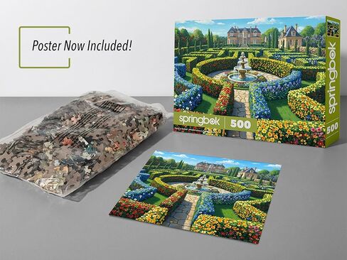أحجية الصور المقطوعة 500 قطعة من Springbok The English Garden للبالغين - أحجية المناظر الطبيعية لحديقة المنزل - يتضمن الملصق الآن - قطع مقطوعة فريدة - صنع في الولايات المتحدة الأمريكية in Kuwait