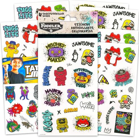 Fuggler Sticker Pack for Kids - Party Favors Bundle with 8 Sticker Sheets for Kids Birthday Party Goodie Bags, Crafts, More | Fuggler Party Supplies Set in Saudi Arabia