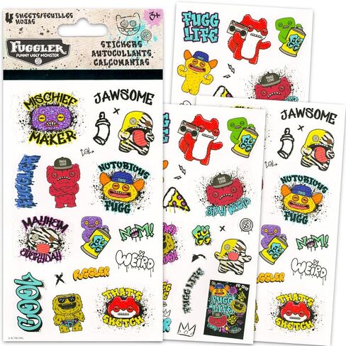 Fuggler Sticker Pack for Kids - Party Favors Bundle with 8 Sticker Sheets for Kids Birthday Party Goodie Bags, Crafts, More | Fuggler Party Supplies Set in Saudi Arabia