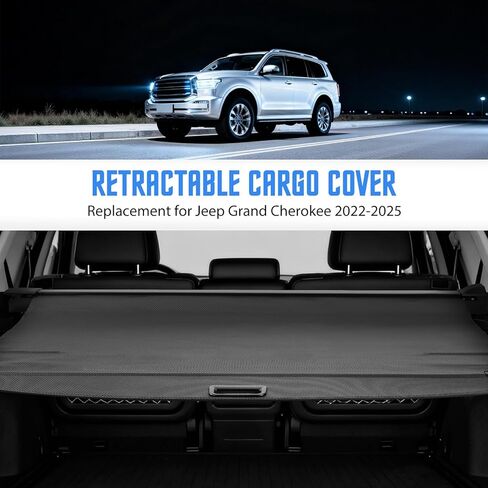 Cargo Cover for Jeep Grand Cherokee 2025 2024 2023 2022 Accessories Retractable Trunk Cover Shield Shade Privacy Screen Anti-Theft Luggage Shade Shield Carbon Fiber Texture in Saudi Arabia
