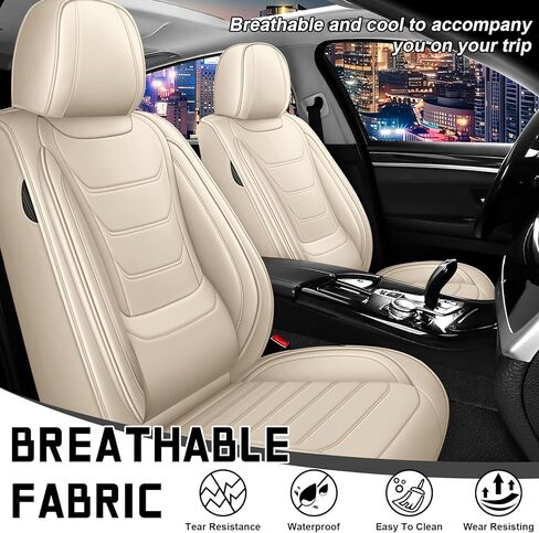 Car Seat Cover Full Set for Lexus RX350 Seat Covers 2007-2025, Nappa Leather Waterproof Seat Covers for Cars, Airbag Compatible, Universal Automotive Seat Covers(Standard Front Row/Beige) in Saudi Arabia