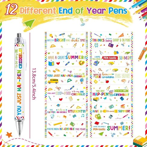 12PCS End of Year Pens Bulk End of Year Gifts for Students Graduation Party Favors Supplies End of Year Students Gift from Teacher for Classroom in Saudi Arabia