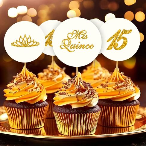 Mis Quince Birthday Gold Kisses Stickers, (Set of 216), Quinceanera Chocolate Drops Labels, Sweet 15 Party Decoration Favors Decor for Kisses. Made in USA. in Kuwait