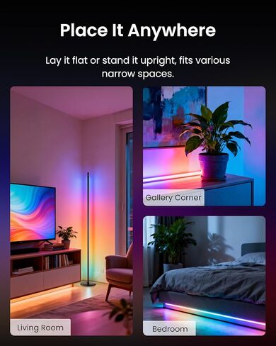 مصباح أرضي ذكي من SwitchBot RGBICWW يعمل بالتحكم الصوتي/التطبيقات مع Alexa وApple Home وGoogle، Matter، أبيض دافئ وبارد، مزامنة موسيقى 1200lm، مصباح لغرفة المعيشة وغرفة النوم - ديكور عيد الميلاد/العطلات in Kuwait