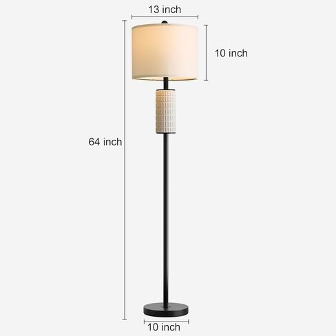 PoKat Farmhouse Floor Lamp for Living Room with Ceramic, 64" Black Standing Lamps for Living Room Corner, Modern Tall Floor Lamps for Bedroom, Sofa, Reading Nock, Rotary Switch, Matte Black in Saudi Arabia