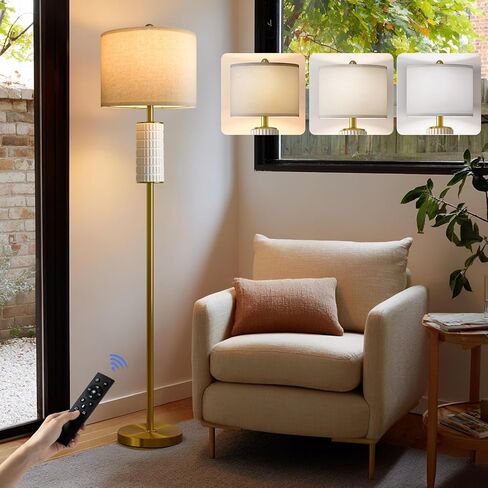 PoKat Farmhouse Floor Lamp for Living Room with Ceramic, 64" Black Standing Lamps for Living Room Corner, Modern Tall Floor Lamps for Bedroom, Sofa, Reading Nock, Rotary Switch, Matte Black in Saudi Arabia