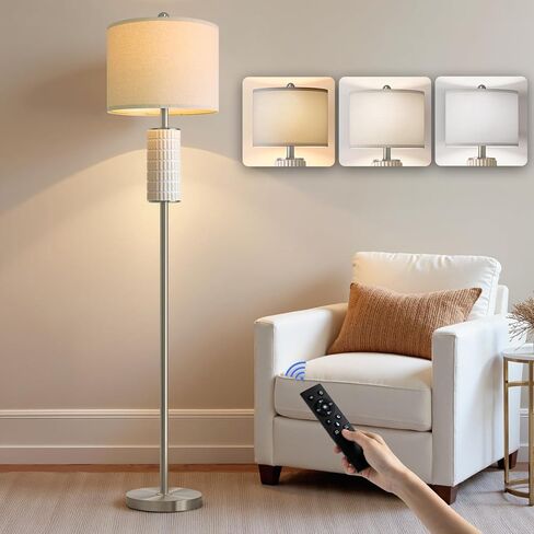 PoKat Farmhouse Floor Lamp for Living Room with Ceramic, 64" Black Standing Lamps for Living Room Corner, Modern Tall Floor Lamps for Bedroom, Sofa, Reading Nock, Rotary Switch, Matte Black in Saudi Arabia