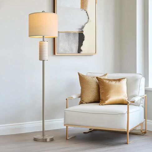 PoKat Farmhouse Floor Lamp for Living Room with Ceramic, 64" Black Standing Lamps for Living Room Corner, Modern Tall Floor Lamps for Bedroom, Sofa, Reading Nock, Rotary Switch, Matte Black in Saudi Arabia
