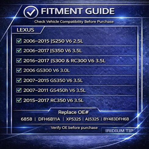 Iridium Spark Plugs, 6-Pack - Compatible with 2006-2015 Lexus IS250 IS350 GS350 GS450h 2.5L 3.5L V6 in Saudi Arabia