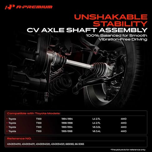 مجموعة عمود المحور السيرة الذاتية الممتازة متوافقة مع Toyota T100 1994 1998 2.7L، T100 1993-1994 V6 3.0L، T100 1995-1998 V6 3.4L، 4WD، السائق الأمامي أو جانب الراكب in Kuwait