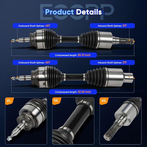 ECCPP CV Axle Shaft Assembly fit for Ford Expedition 2019-2021 for Ford F-150 2015-2020 for Lincoln Navigator 2018-2021 GL3Z3A428A JL3Z3A428A 66-2378 2PCS in Kuwait