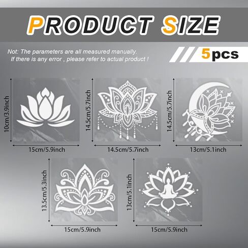 5Pcs Lotus Car Stickers Lotus Yoga Vinyl Car Decals Summer Flower Plastic Vehicle Decoration Decal for Auto Window and Body Cling in Kuwait