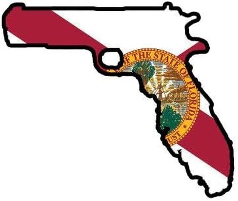 ملصق على شكل بندقية Gunshine Florida State Guns من الفينيل FL Sunshine Guns 2A 5 بوصة لنافذة الكمبيوتر المحمول ذات الخزانة الممتصة للصدمات - تلتصق بأي سطح in Kuwait