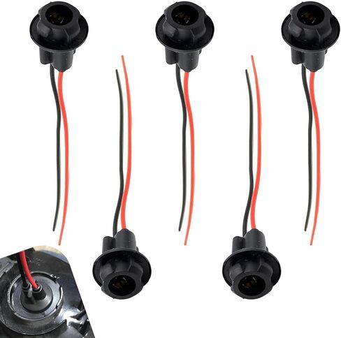 5PCS 194 Bulb Socket with Wire Pigtail, Waterproof Shock-resistant Marker Light Socket Adapter, T10 Extension Harness Plugs Connectors, Universal for Most Cars Trucks (Black) in Saudi Arabia