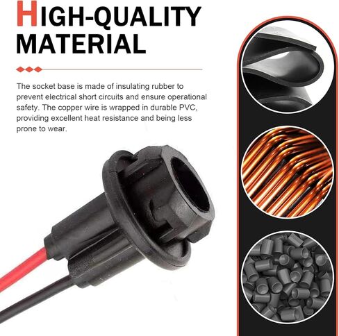 5PCS 194 Bulb Socket with Wire Pigtail, Waterproof Shock-resistant Marker Light Socket Adapter, T10 Extension Harness Plugs Connectors, Universal for Most Cars Trucks (Black) in Saudi Arabia