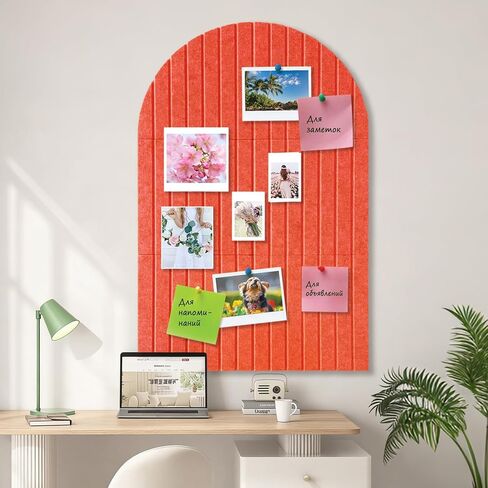 6 Pack Arched Felt Bulletin Board, 35" x 24" Large Dark Green Pinboard with 30 Push Pins, Felt Pin Board, Self-Adhesive Cork Board Tiles for Office Walls, School Classroom Message Photos Display in Saudi Arabia