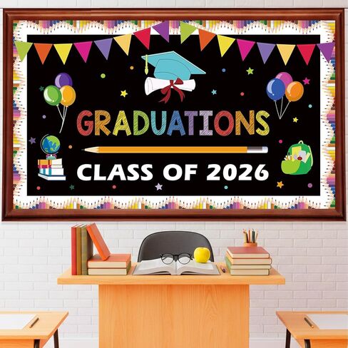 QPIXVB Kindergarten Graduation Bulletin Board Decorations,Preschool 3th 5th Grade Graduation Decorations,Big Grad Paper Banner Cutouts for Class of 2026 Ceremony School Prom Supplies Wall Decor in Saudi Arabia