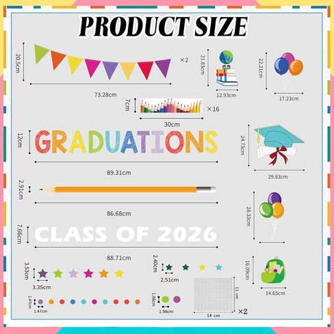 QPIXVB Kindergarten Graduation Bulletin Board Decorations,Preschool 3th 5th Grade Graduation Decorations,Big Grad Paper Banner Cutouts for Class of 2026 Ceremony School Prom Supplies Wall Decor in Saudi Arabia