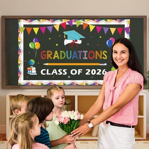 QPIXVB Kindergarten Graduation Bulletin Board Decorations,Preschool 3th 5th Grade Graduation Decorations,Big Grad Paper Banner Cutouts for Class of 2026 Ceremony School Prom Supplies Wall Decor in Saudi Arabia