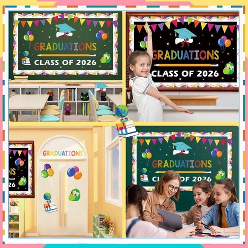 QPIXVB Kindergarten Graduation Bulletin Board Decorations,Preschool 3th 5th Grade Graduation Decorations,Big Grad Paper Banner Cutouts for Class of 2026 Ceremony School Prom Supplies Wall Decor in Saudi Arabia