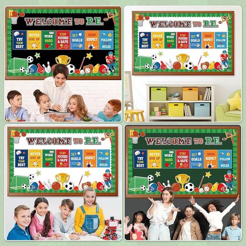 Sports Motivational Bulletin Board Decorations Set Sports Theme Classroom Decor Sports Positive Sayings Cutouts Welcome to PE Growth Mindset Classroom Decor for Back to School Chalkboard Door Decor in Saudi Arabia