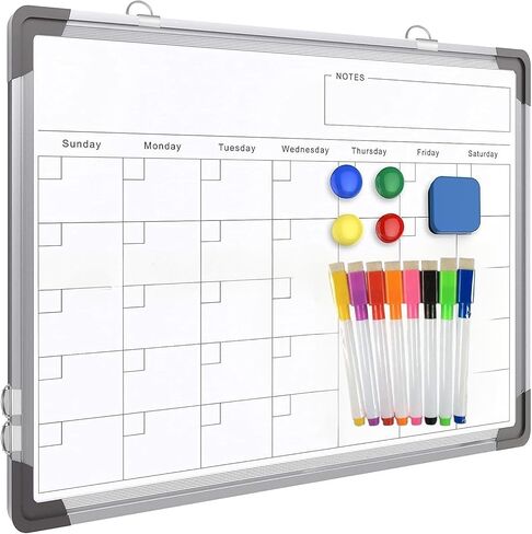 Monthly Calendar Dry Erase Whiteboard for Wall, Magnetic Dry Erase Board, Hanging Double-Sided White Board, Portable Drawing Board for Office, School, Kitchen, Planning, Memo, Home (16" x 12") in Saudi Arabia