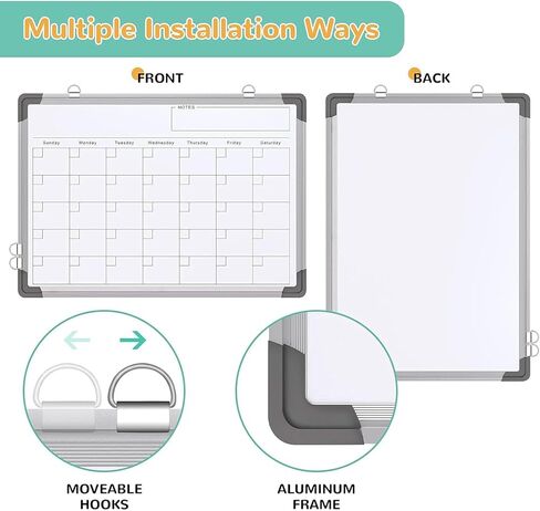 Monthly Calendar Dry Erase Whiteboard for Wall, Magnetic Dry Erase Board, Hanging Double-Sided White Board, Portable Drawing Board for Office, School, Kitchen, Planning, Memo, Home (16" x 12") in Saudi Arabia