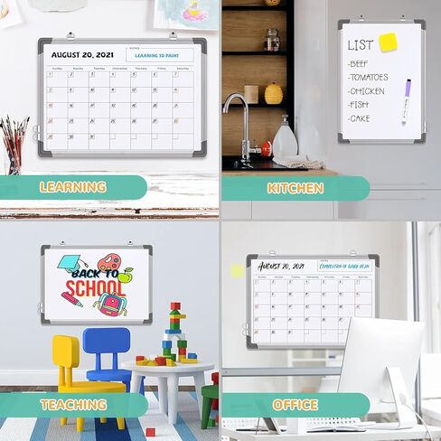 Monthly Calendar Dry Erase Whiteboard for Wall, Magnetic Dry Erase Board, Hanging Double-Sided White Board, Portable Drawing Board for Office, School, Kitchen, Planning, Memo, Home (16" x 12") in Saudi Arabia