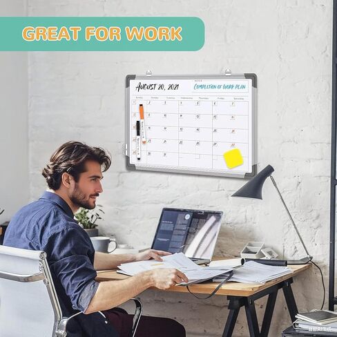 Monthly Calendar Dry Erase Whiteboard for Wall, Magnetic Dry Erase Board, Hanging Double-Sided White Board, Portable Drawing Board for Office, School, Kitchen, Planning, Memo, Home (16" x 12") in Saudi Arabia