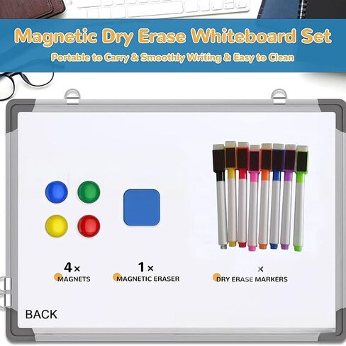 Monthly Calendar Dry Erase Whiteboard for Wall, Magnetic Dry Erase Board, Hanging Double-Sided White Board, Portable Drawing Board for Office, School, Kitchen, Planning, Memo, Home (16" x 12") in Saudi Arabia