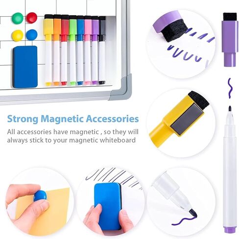 Monthly Calendar Dry Erase Whiteboard for Wall, Magnetic Dry Erase Board, Hanging Double-Sided White Board, Portable Drawing Board for Office, School, Kitchen, Planning, Memo, Home (16" x 12") in Saudi Arabia