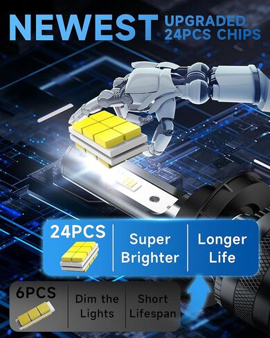 Compatible with 2020-2022 Jeep Gladiator Fog Light Bulbs, High/Low Beam Fog Light Bulbs Combo, 600% Brightness, 6000K White and 3000K Yellow, Pack of 4 in Saudi Arabia