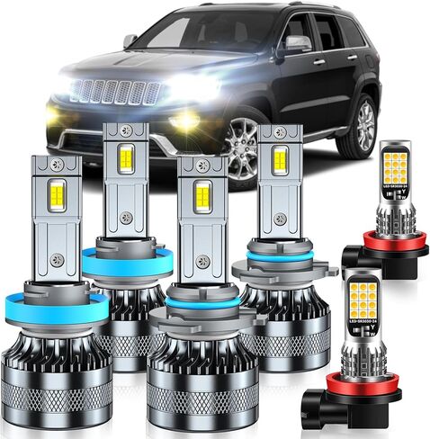 Compatible with 2020-2022 Jeep Gladiator Fog Light Bulbs, High/Low Beam Fog Light Bulbs Combo, 600% Brightness, 6000K White and 3000K Yellow, Pack of 4 in Saudi Arabia