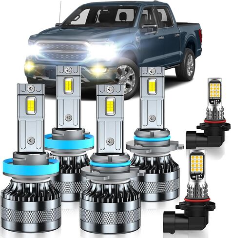 Compatible with 2020-2022 Jeep Gladiator Fog Light Bulbs, High/Low Beam Fog Light Bulbs Combo, 600% Brightness, 6000K White and 3000K Yellow, Pack of 4 in Saudi Arabia