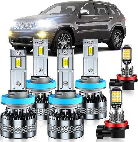 Compatible with 2020-2022 Jeep Gladiator Fog Light Bulbs, High/Low Beam Fog Light Bulbs Combo, 600% Brightness, 6000K White and 3000K Yellow, Pack of 4 in Saudi Arabia