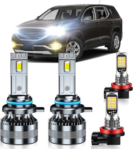 Compatible with 2020-2022 Jeep Gladiator Fog Light Bulbs, High/Low Beam Fog Light Bulbs Combo, 600% Brightness, 6000K White and 3000K Yellow, Pack of 4 in Saudi Arabia
