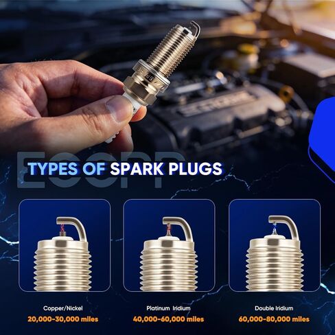 ECCPP Compatible 2016-2024 for INFINITI for Q50 3.0L/V6,2022-2024 for Toyota for Tundra 3.4L/V6 6*Spark Plugs Iridium Platinum #96008,DILKAR8K-8G in Saudi Arabia