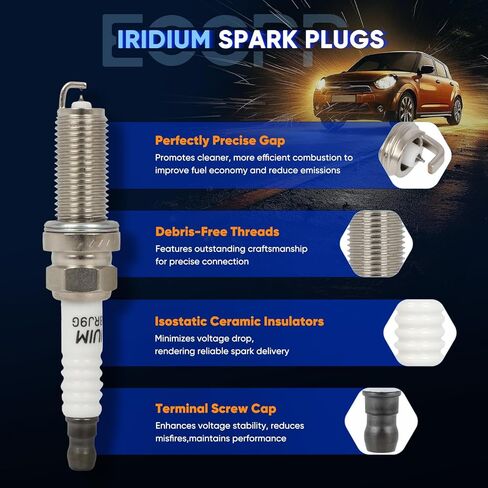 ECCPP Compatible 2016-2024 for INFINITI for Q50 3.0L/V6,2022-2024 for Toyota for Tundra 3.4L/V6 6*Spark Plugs Iridium Platinum #96008,DILKAR8K-8G in Saudi Arabia