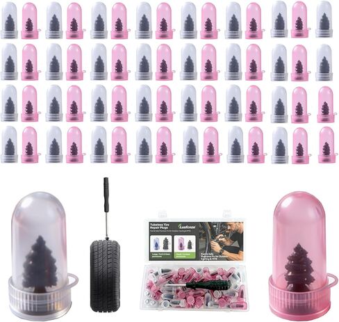 61PCS Tire Repair Rubber Nail Kit with Screwdriver, Screw In Tire Plugs Vacuum Tire Puncture Quick Fix Tool, Self Tapping Rubber Screw Plugs for Car Motorcycle Truck Flat Tire Emergency Repair in Saudi Arabia