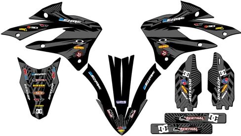 2022-2025 KX 112 Mayhem Black Senge Graphics Complete Kit Compatible with Kawasaki in Saudi Arabia