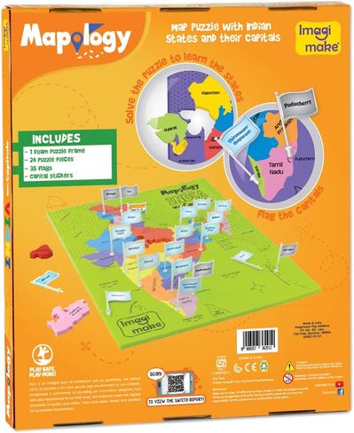 Imagimake Mapology India Map Puzzles - Includes State Capitals - Geography for Kids - Learning & Educational Toys for Kids 5-7 - Gift for 5, 6, 7, 8 & 9 Year Old Boys & Girls in Saudi Arabia