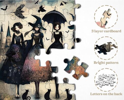 Raven Night Jigsaw Puzzle 1000 Pieces, Hard Puzzles for Adults Gothic Woman, Vintage Art Hard Impossible Puzzle as Scary Halloween Decor in Saudi Arabia