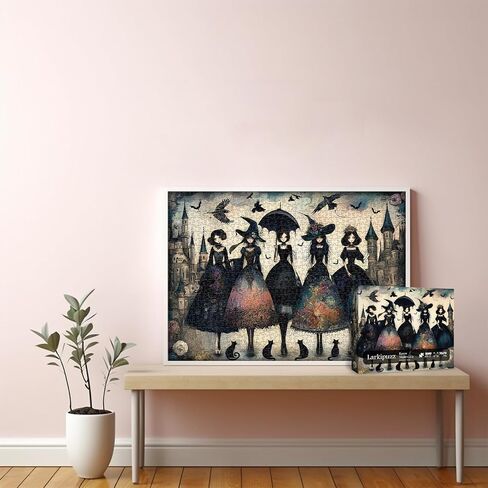 Raven Night Jigsaw Puzzle 1000 Pieces, Hard Puzzles for Adults Gothic Woman, Vintage Art Hard Impossible Puzzle as Scary Halloween Decor in Saudi Arabia