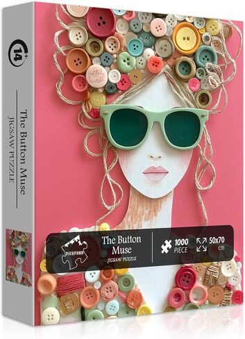 Impossible Puzzle for Adults 1000 Pieces, PICKFORU The Button Muse Jigsaw Puzzle Beauty Lady Aesthetic Art, Elegant Women Puzzle Hard Challenge Collage in Kuwait