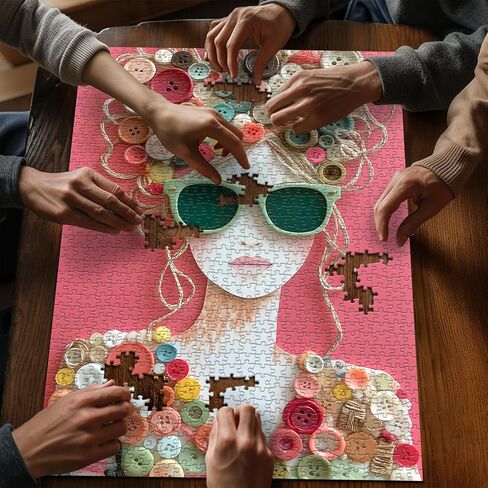 Impossible Puzzle for Adults 1000 Pieces, PICKFORU The Button Muse Jigsaw Puzzle Beauty Lady Aesthetic Art, Elegant Women Puzzle Hard Challenge Collage in Kuwait