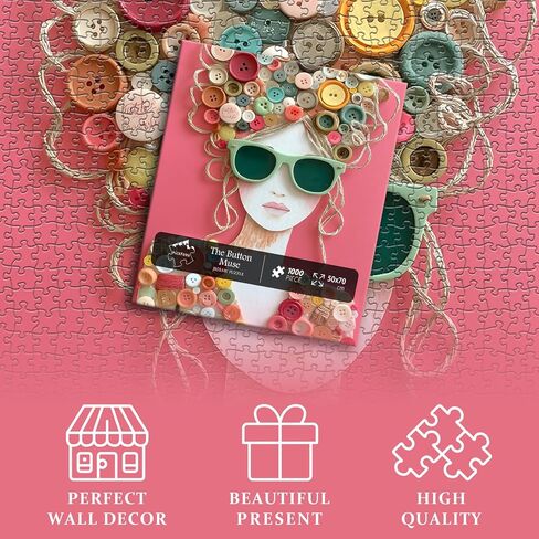 Impossible Puzzle for Adults 1000 Pieces, PICKFORU The Button Muse Jigsaw Puzzle Beauty Lady Aesthetic Art, Elegant Women Puzzle Hard Challenge Collage in Kuwait