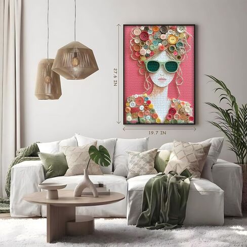 Impossible Puzzle for Adults 1000 Pieces, PICKFORU The Button Muse Jigsaw Puzzle Beauty Lady Aesthetic Art, Elegant Women Puzzle Hard Challenge Collage in Kuwait