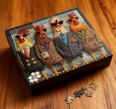 Runway Roosters Jigsaw Puzzle 1000 Pieces for Adults, Fashionable Rooster Art Puzzle, Challenging Difficult Animal Puzzles, Unique Gift for Puzzle Enthusiasts & Art Lovers in Saudi Arabia
